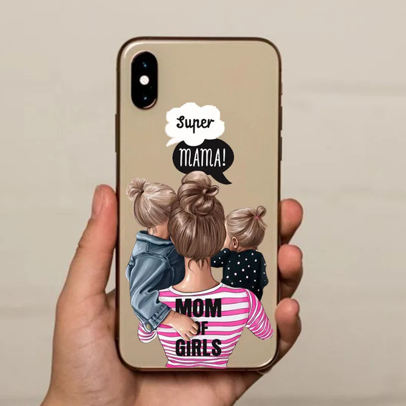 Vogue принцесса девушка мама босс чехол для телефона чехол для apple iPhone 10 X XS MAX XR 5 5S SE 6 6S 7 8 Plus коричневый черный чехол для волос - Цвет: TPU transparent