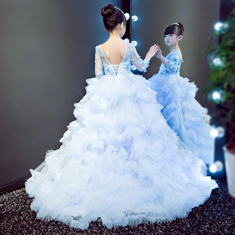 Платья с цветочным узором для девочек, Vestidos для свадьбы, бальное платье, платье феи для девочек, детское праздничное платье принцессы для 2, 3, 7, 8, 9, 11, 12, 13 лет