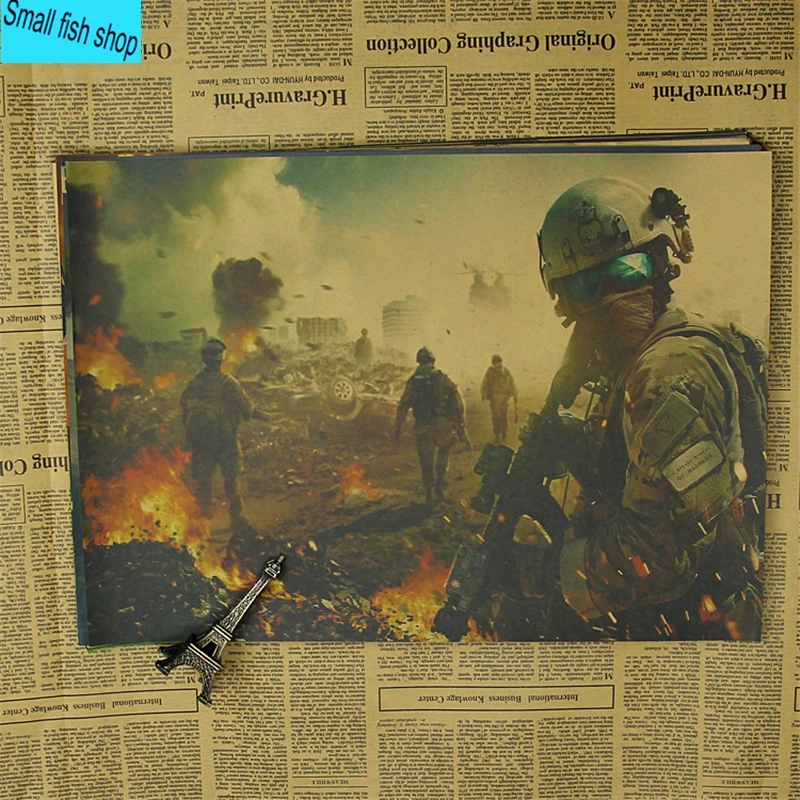 Синий Battlefield Современная война стрельба игры домашний интерьер украшения Крафт игры плакат рисунок ядро наклейки на стену - Цвет: Синий