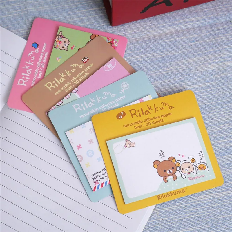 Rilakkuma Memo pad размещение сообщения клеевую Kawaii Стикеры бумага Papelaria клейкая для - Фото №1