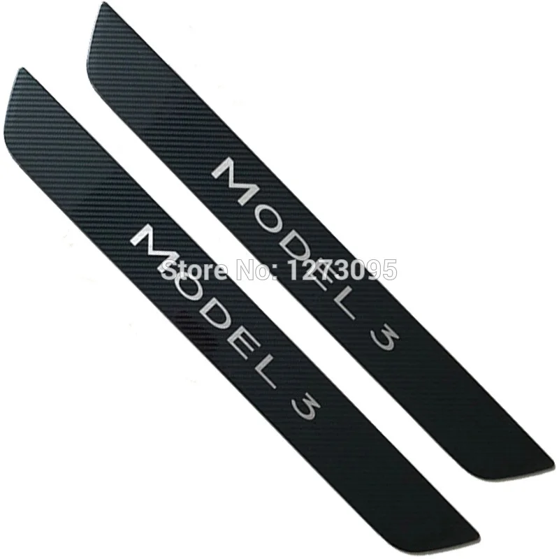 2pcs Front Carbon Для Tesla модель 3 Нержавеющая Накладка на порог автомобиля Защита Накладка на педаль аксессуары для автомобиля - Цвет: 2pcs Front Carbon