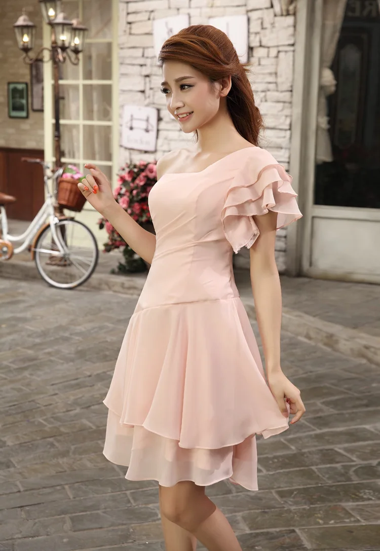brand kaiqifashion wedding party dress adult varieties nude pink knee-length bridesmaid dresses | Свадьбы и торжества