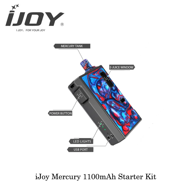 Электронная сигарета iJoy Mercury 1100mAh стартовый комплект 12 Вт Выход 2 мл емкость с