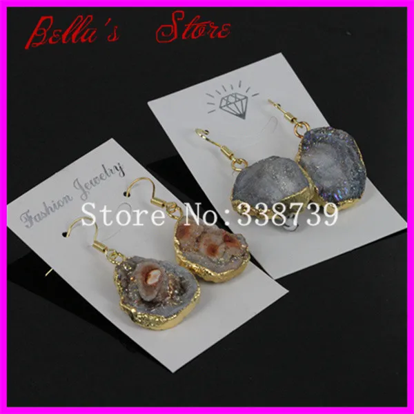 1 пара модных женских сережек крючков природного цвета друзы хрустальные висячие