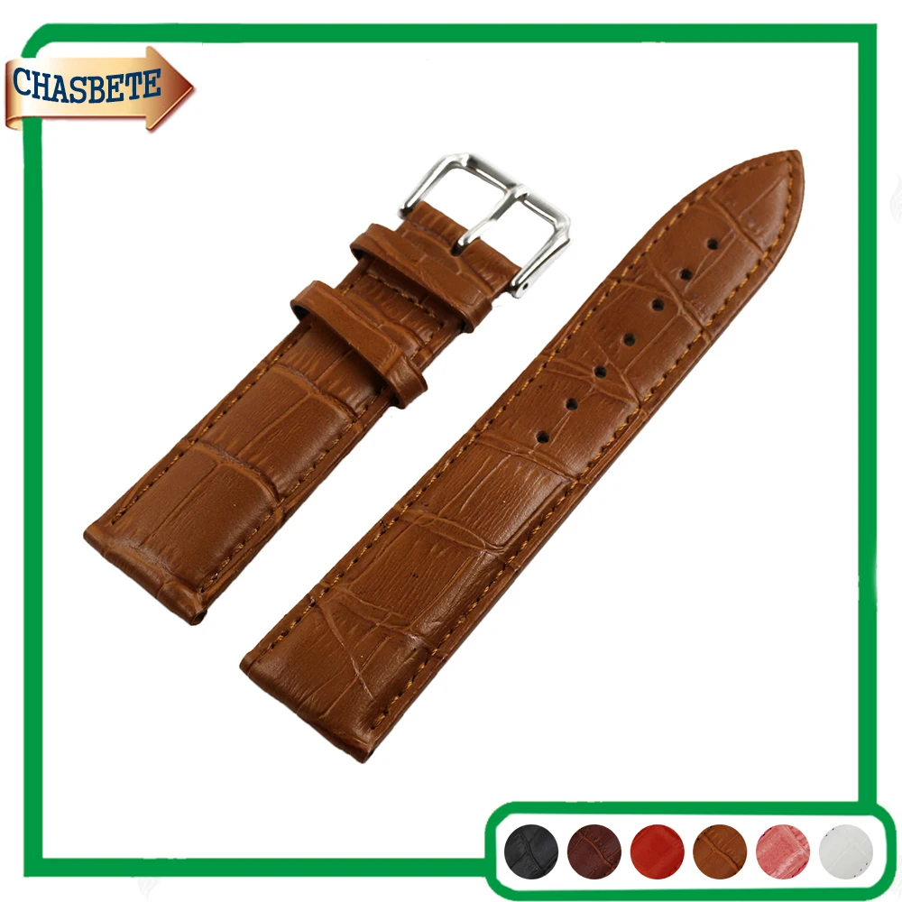 Leather Watch Band for Patek Philippe Blancpain 18 19 20 21 22 24mm Men Women Belt Wrist Strap Loop Bracelet Black White + Pin
