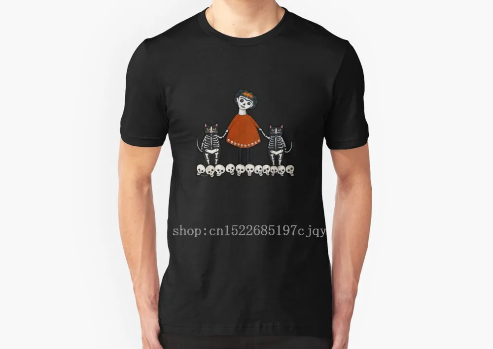 Новый Frida и ее Skellie кошки Для мужчин хлопковая футболка с короткими рукавами