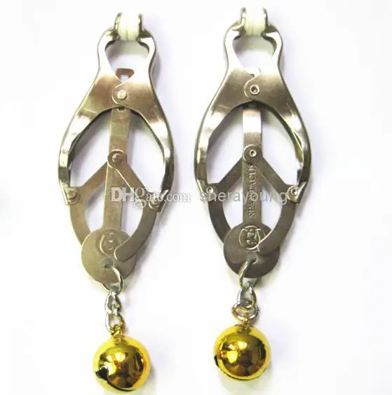 2015 Hot Sale Sexshop Fetish Powerful Bdsm Gear Bondage Steel Nipple Clamps Clips With Bells Stimulator Adult Games Sex Toys | Красота и