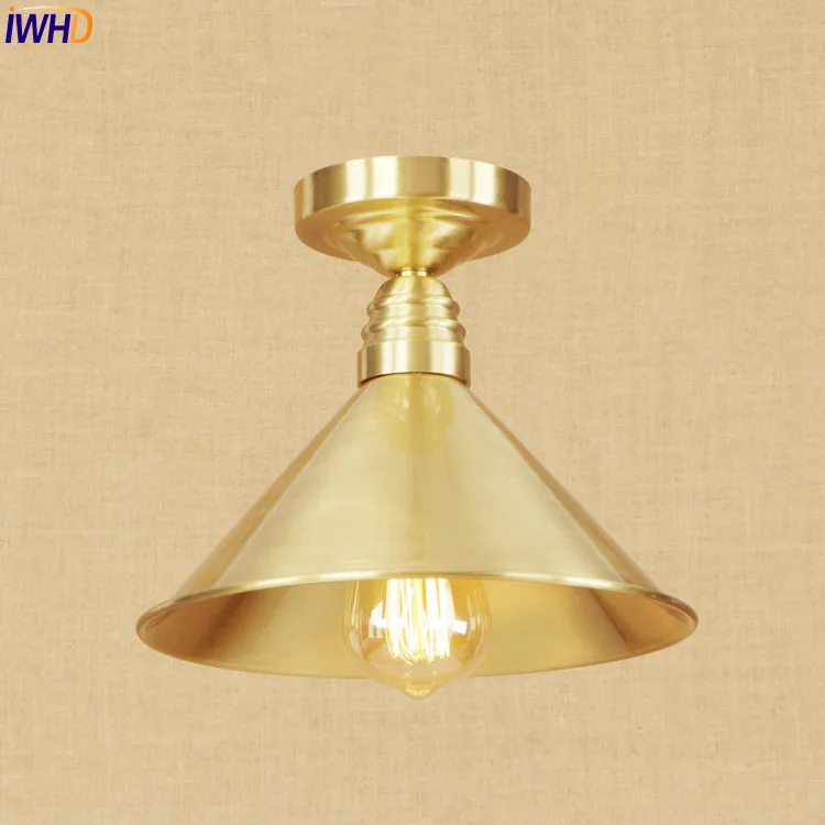 Медные винтажные светодиодные потолочные светильники IWHD освещение для гостиной
