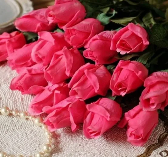 Rose 10 шт./лот, настоящая на ощупь, голубая искусственная Роза, цветы, свадебные букеты, искусственные цветы, украшение для дома, свадьбы - Цвет: Rose