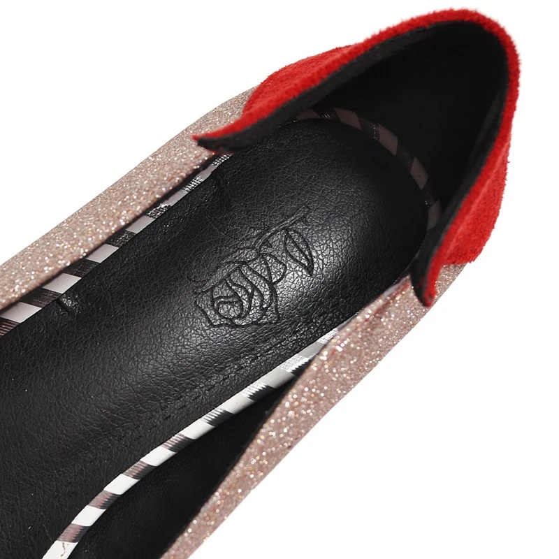

REAVE CAT Shoes woman High heels Ladies pumps Pointed toe Slip on Female spring summer shoes Patchwork Flock Big size Sexy A1979