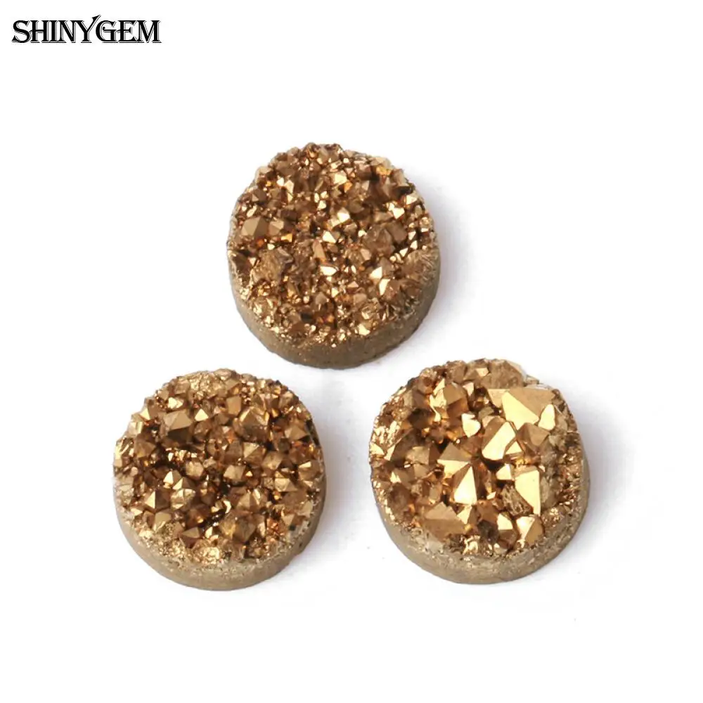 ShinyGem 12 мм Круглый камень друзы кабошон для колец минеральный кристалл кабошон натуральный камень бусины для рукоделия ювелирных изделий