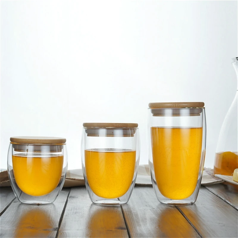 Стакан с двойными стенками чашка для чая кофейные кружки прозрачный
