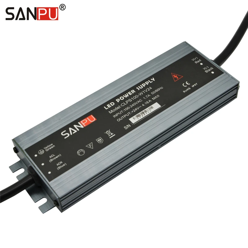 Светодиодный адаптер SANPU источник питания 100 Вт 24 В IP67 водонепроницаемый с