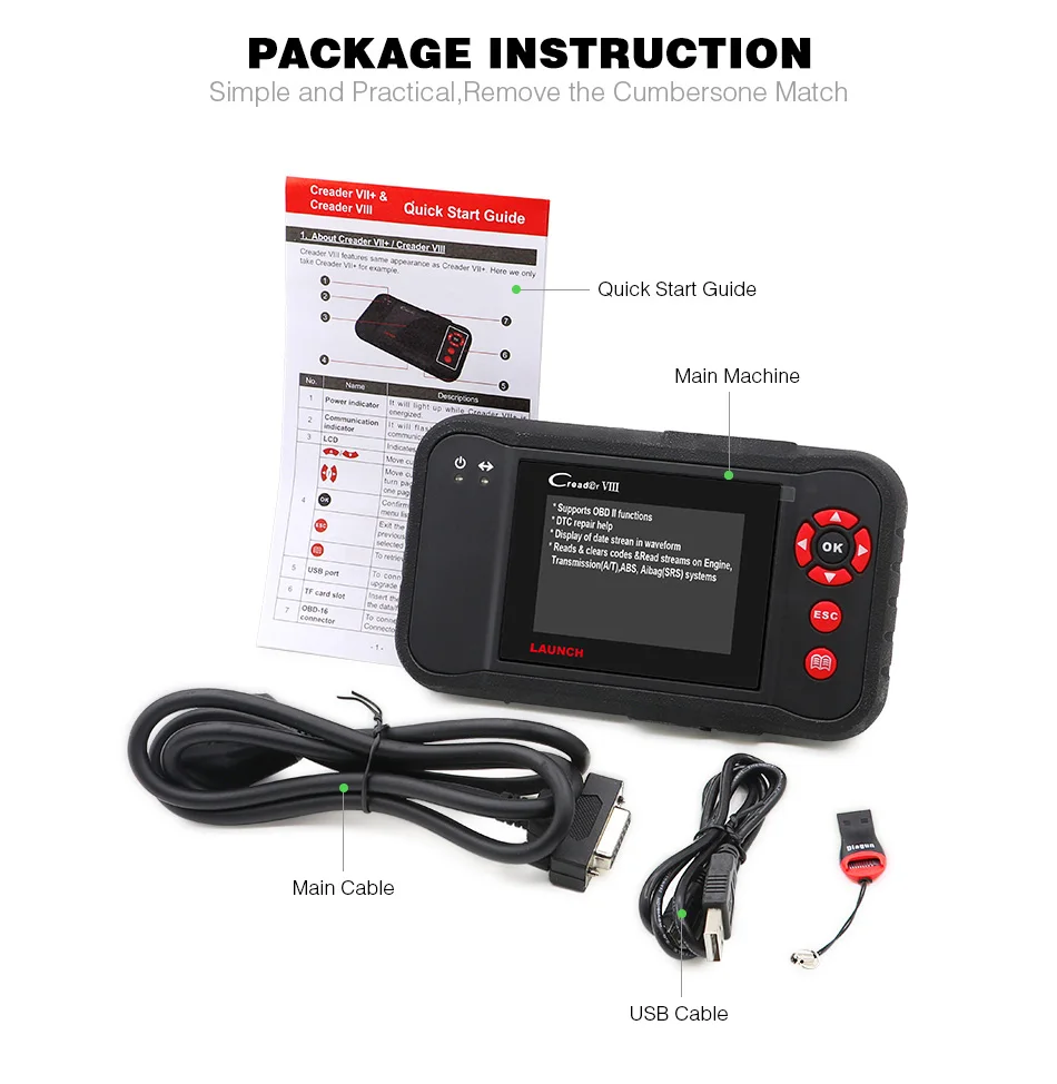 LAUNCH X431 Creader VII OBD2 двигатель ABS воздушная подушка SRS на диагностическом инструменте OBDII считыватель кода EOBD EPB Oil SAS reset PK crp129 crp123