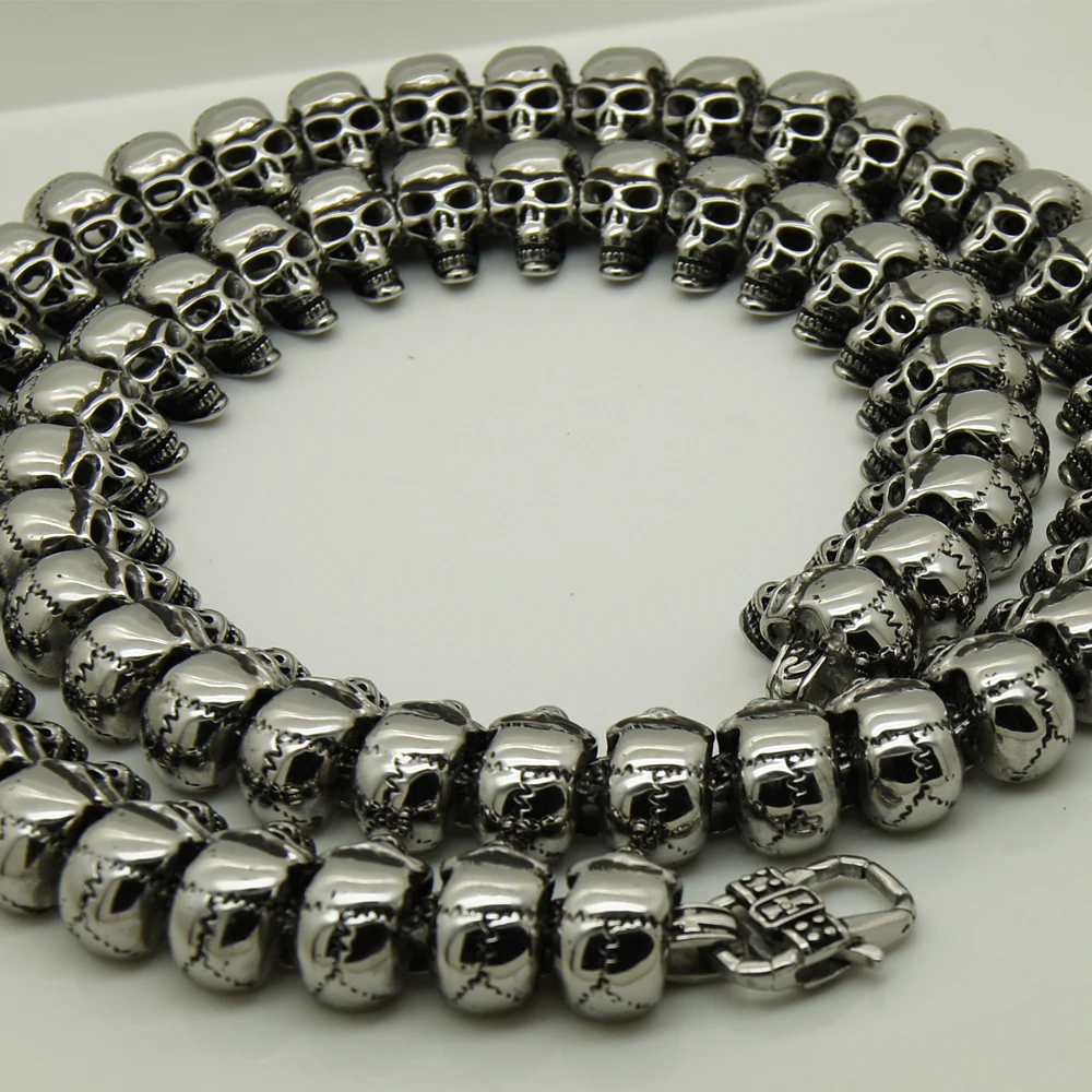 Крутая тяжелая и Супердлинная цепь с черепом для мужчин/мальчиков 316L из