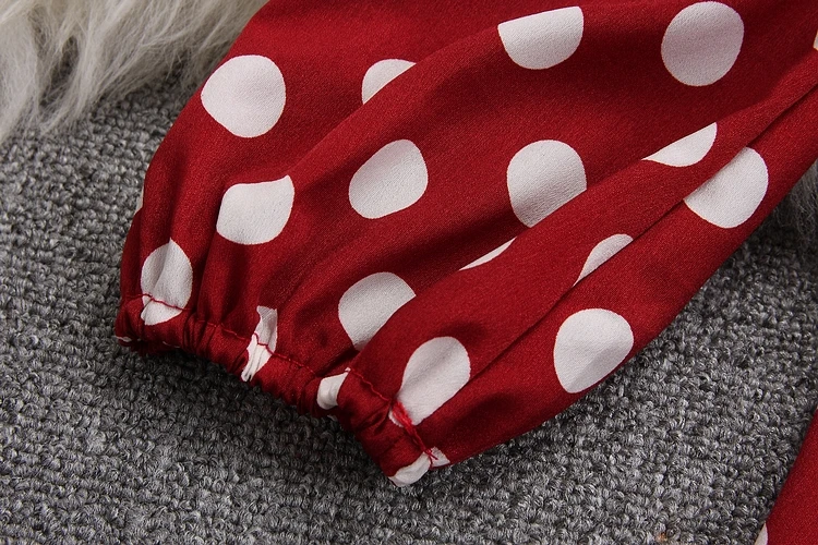 Женское винтажное платье в горошек ALPHALMODA лоскутное с длинными рукавами и поясом