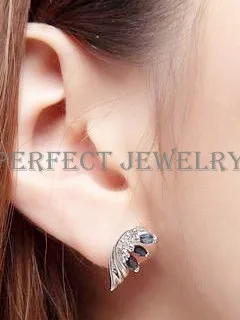 Натуральный настоящий синий сапфир крыло Стиль серьги гвоздики в ювелирные