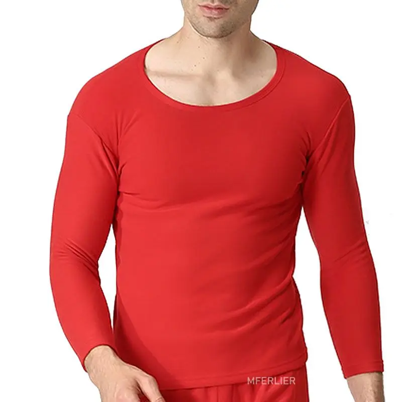 Red(with pants) Осенне-зимнее термобелье 5XL 6XL 7XL 8XL 9XL 10XL круглый вырез бюст 180 см флис Плюс Размер Теплый большой размер мужские кальсоны - Цвет: Red(with pants)