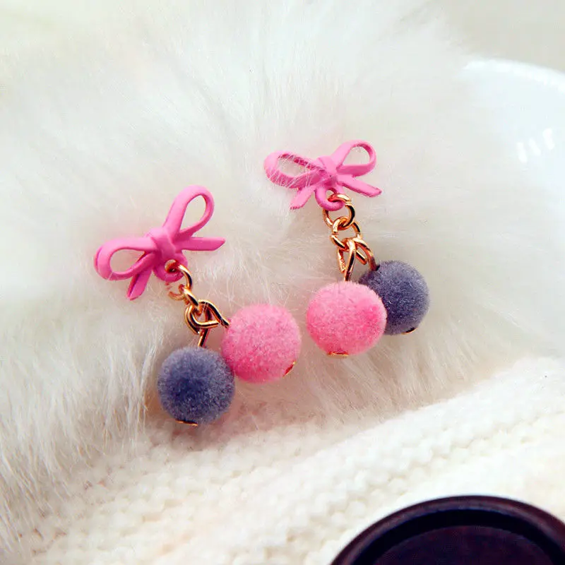 Романтические милые серьги капли с бантом для девочек простые маленькие мини