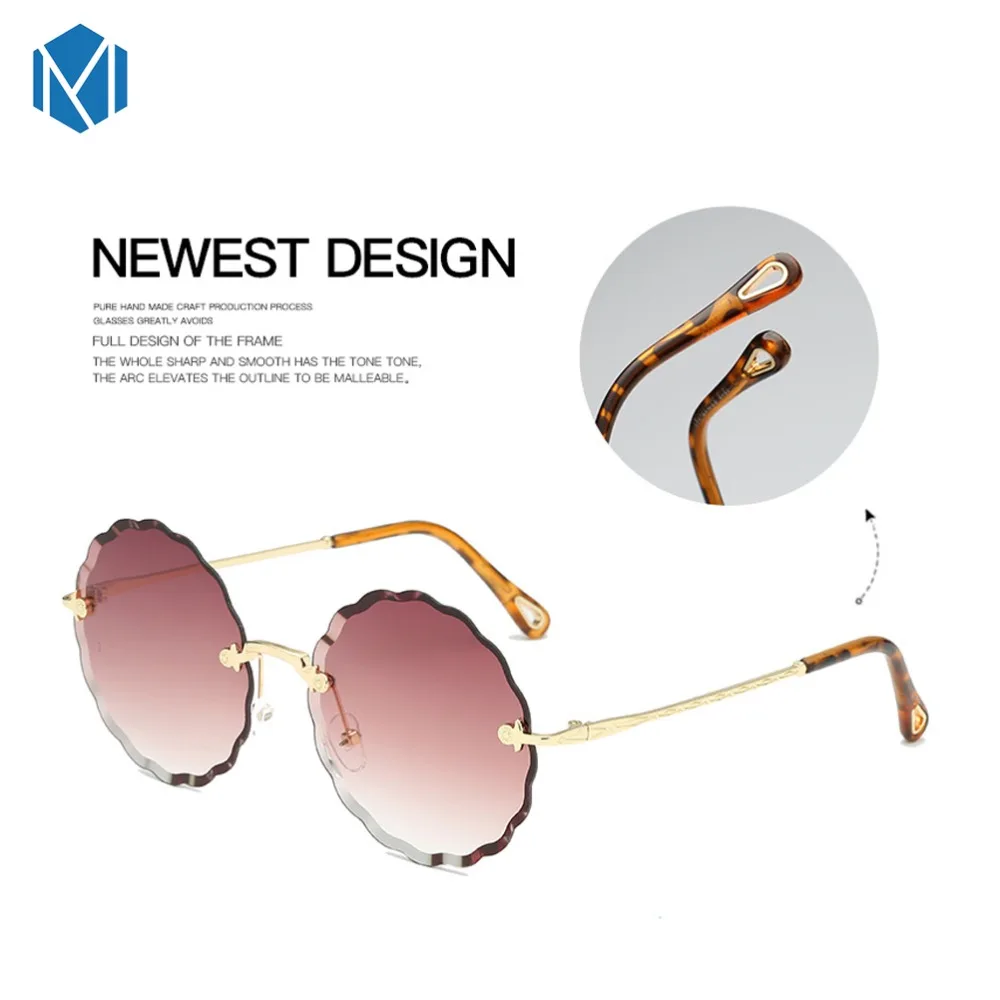 MISM цветочные солнцезащитные очки безрамные обрезные женские с океанскими