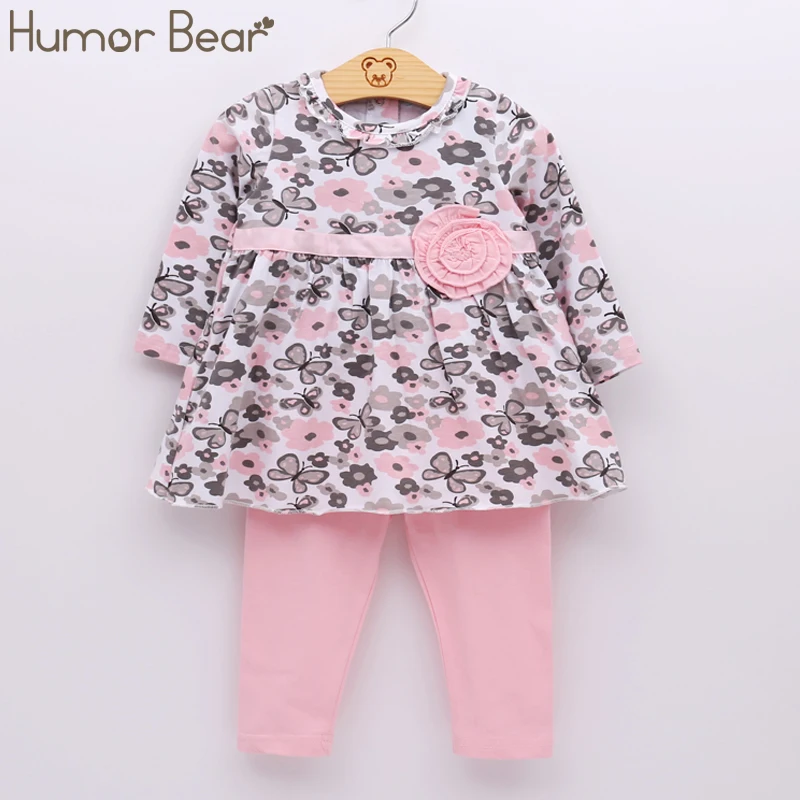 Humor bear/комплект одежды для маленьких девочек, хлопковый костюм для малышей, детская одежда для девочек, весенний спортивный костюм, комплект одежды для младенцев
