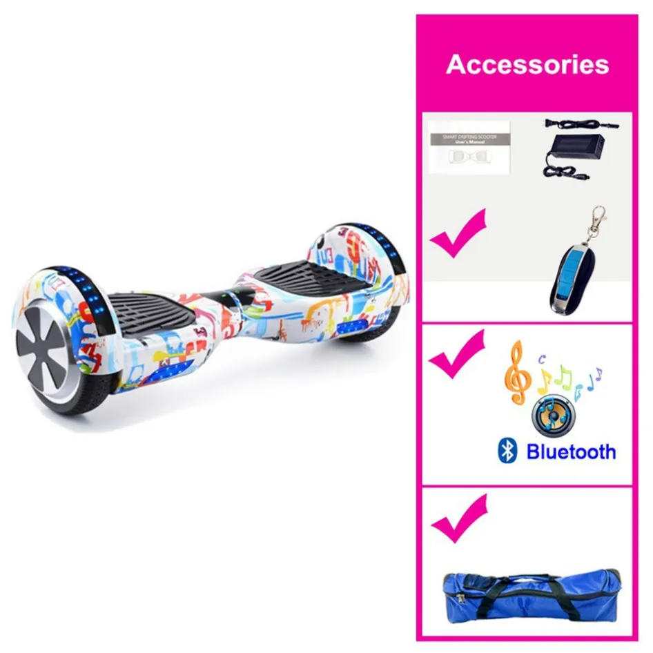Склад ЕС Ховерборд 6,5 дюймов троттинет электрик Adulte за бортом Hover Board электрический скутер электрический скейтборд Vespa - Цвет: 6.5 LED Graffiti