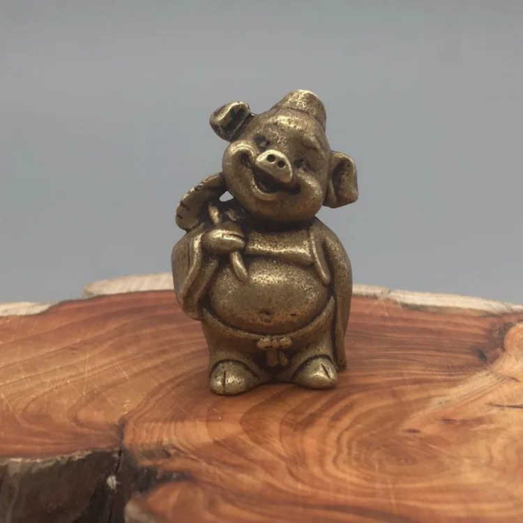 

Ретро Чистая медь, маленькая бронзовая посуда в виде свиньи зодиака, античные бронзовые предметы для коллекционирования.