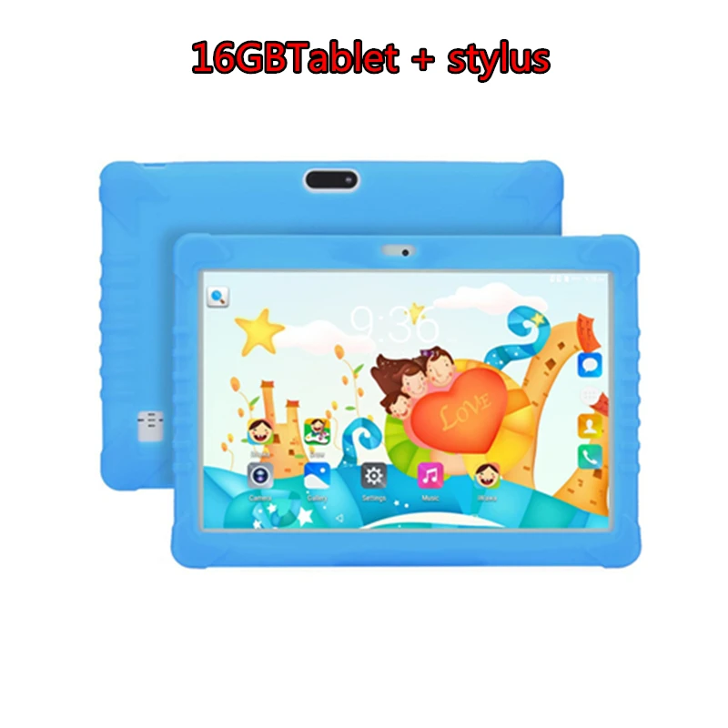 16GB-Blue stylus Детский планшет 10,1 дюймов Android 6,0 с Чехол 3g обучающая машина 1280x800 ips экран 2+ 32G WiFi Детский планшетный ПК - Комплект: 16GB-Blue stylus