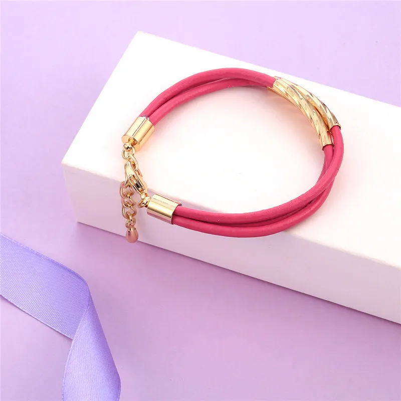 Новый дизайн 2018 кожаный Золотистый металлический браслет с веревкой ювелирные