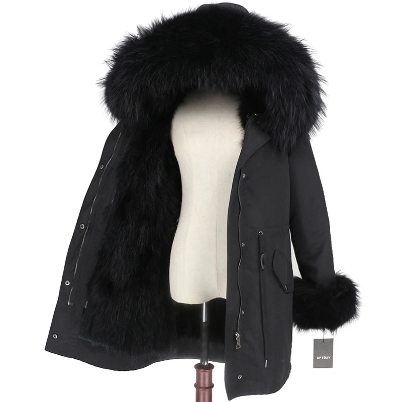 OFTBUY пальто с натуральным мехом енота, капюшон с манжетами, подкладка из лисьего меха, зимняя куртка, Женская длинная парка, водонепроницаемая верхняя одежда, новинка