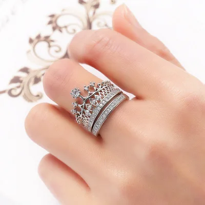 2 шт./компл. корона дизайн пары кольцо тонкая медь Bague благородный подарок модные