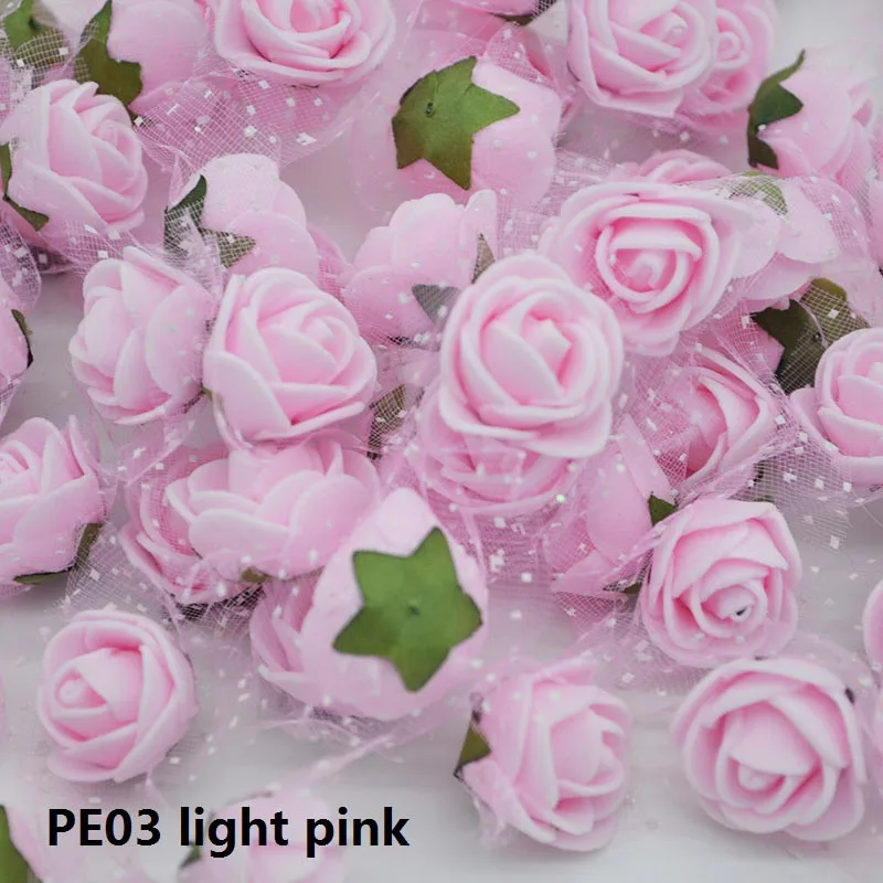 PE03 light pink 100 шт./лот 2 см мульти-использование ПЭ пена Роза из искусственного шелка Цветочная головка для DIY ВЕНОК Свадебный дом вечерние товары для декоративного рукоделия - Цвет: PE03 light pink