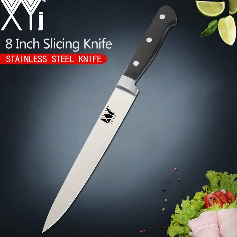 XYj японский инструмент для очистки овощей Santoku для нарезки хлеба шеф-повара из нержавеющей стали кухонный нож с антипригарным лезвием полный Тан инструменты для приготовления пищи - Цвет: 8 inch Slicing