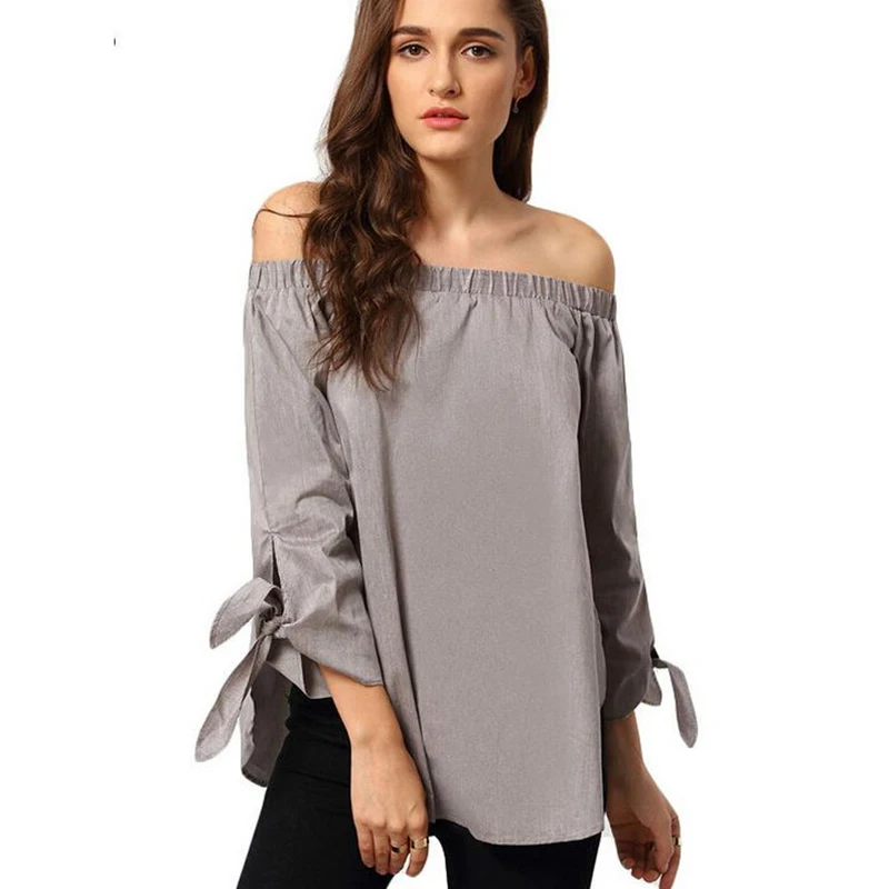 2016 Autumn Women Loose Shirts Blouse Off Shoulder Sexy Womens Blusas Tops Bow Street Shirt Long Sleeve Party Blouses HD2130 |