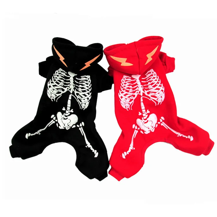 New pet noctilucan skulls autumn and winter clothing Pet dog cat clothes hoodie Dog Christmas Halloween dinosaur change suit | Дом и сад