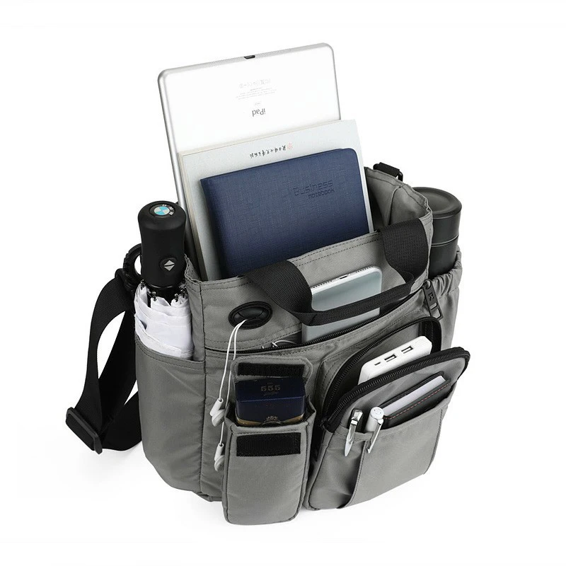 Мужская многофункциональная сумка через плечо с отверстием для наушников