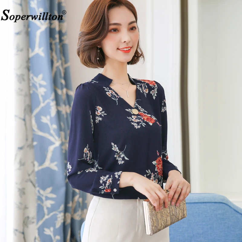 Блузка рубашка для Для женщин 2018 осень зима Повседневное шифон блузки одежда