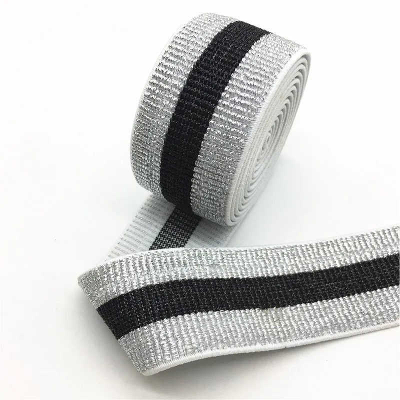 Striped 2 40 мм нейлоновая красочная резиновая резинка полосатые плечевые нижние ремни для тесьма для одежды Швейные DIY аксессуары для одежды 1 метр - Цвет: Striped 2