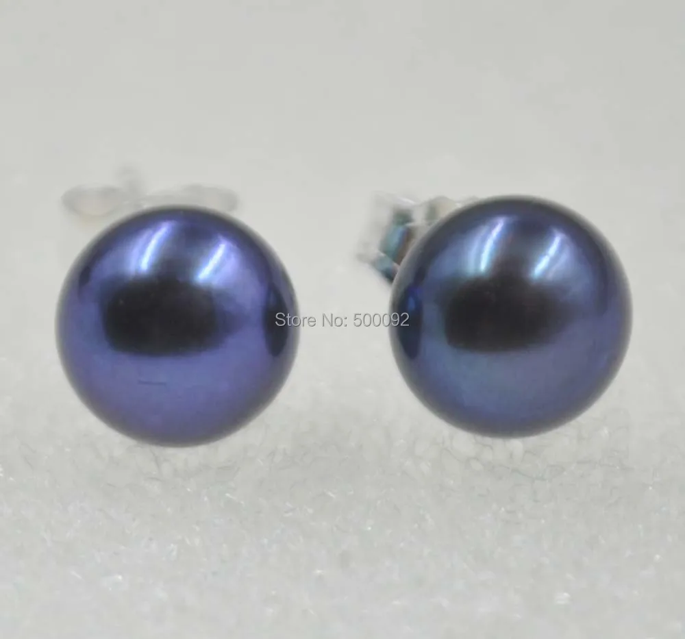 Черный пресноводный жемчуг типа Павлин AAA 7 мм|stud earrings silver|earrings silverpearl studs |