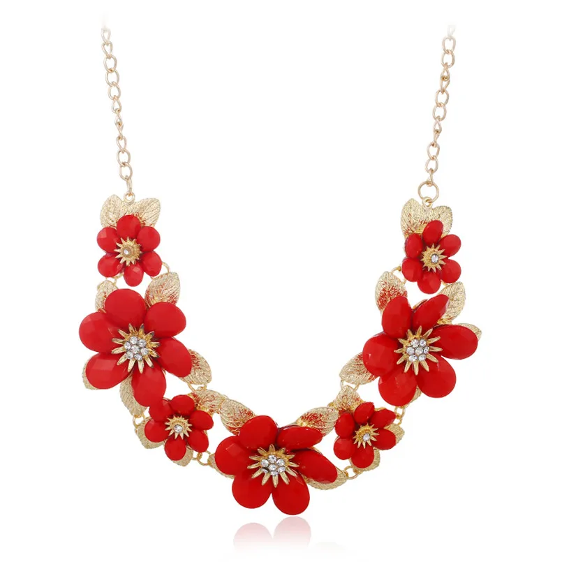 Olaru Мода сусальное золото цветок колье Neckalce для женщины новый себе Макси