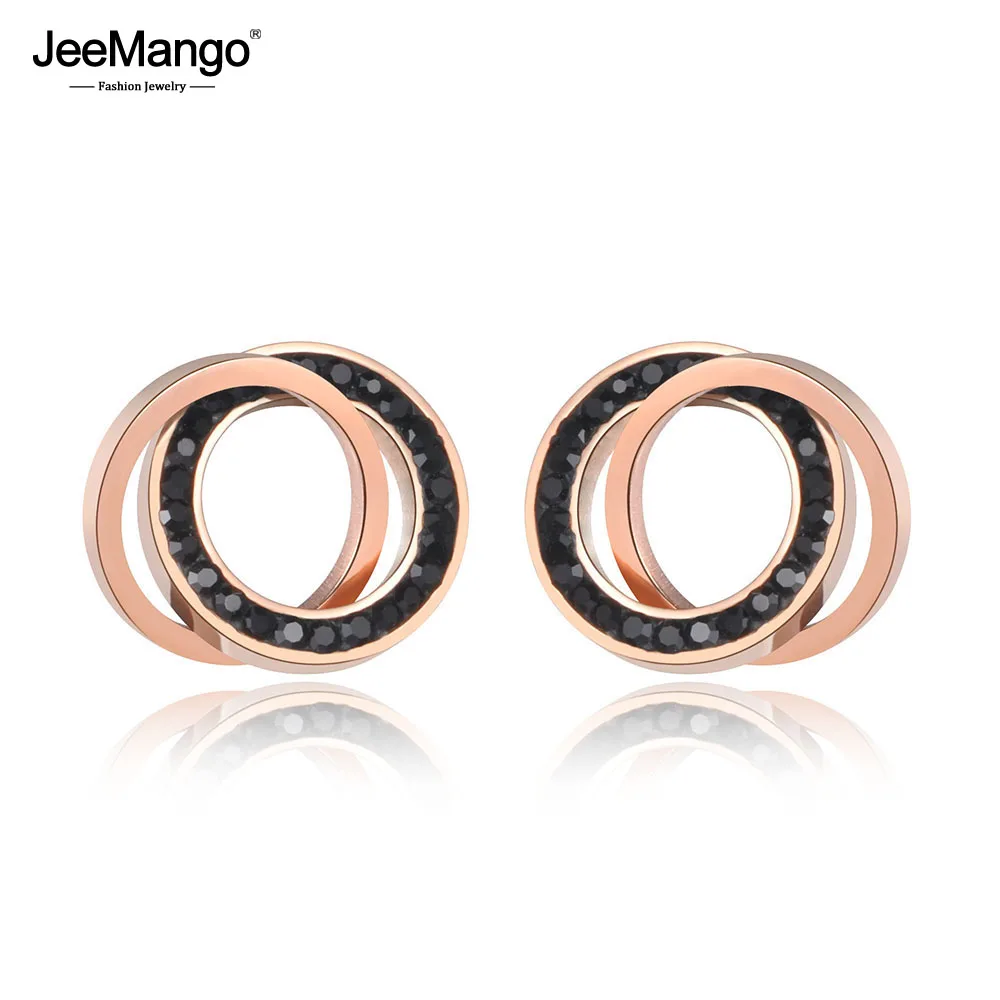 JeeMango трендовые серьги-гвоздики из нержавеющей стали с глиняным кристаллом