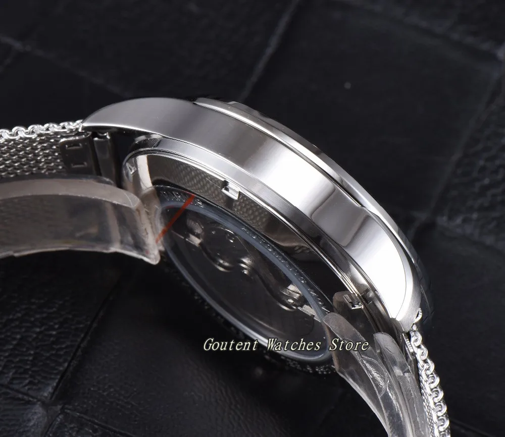 Parnis 42 мм Power Reverse Date Чайка маленькая секундная Автоматическая Мужские наручные