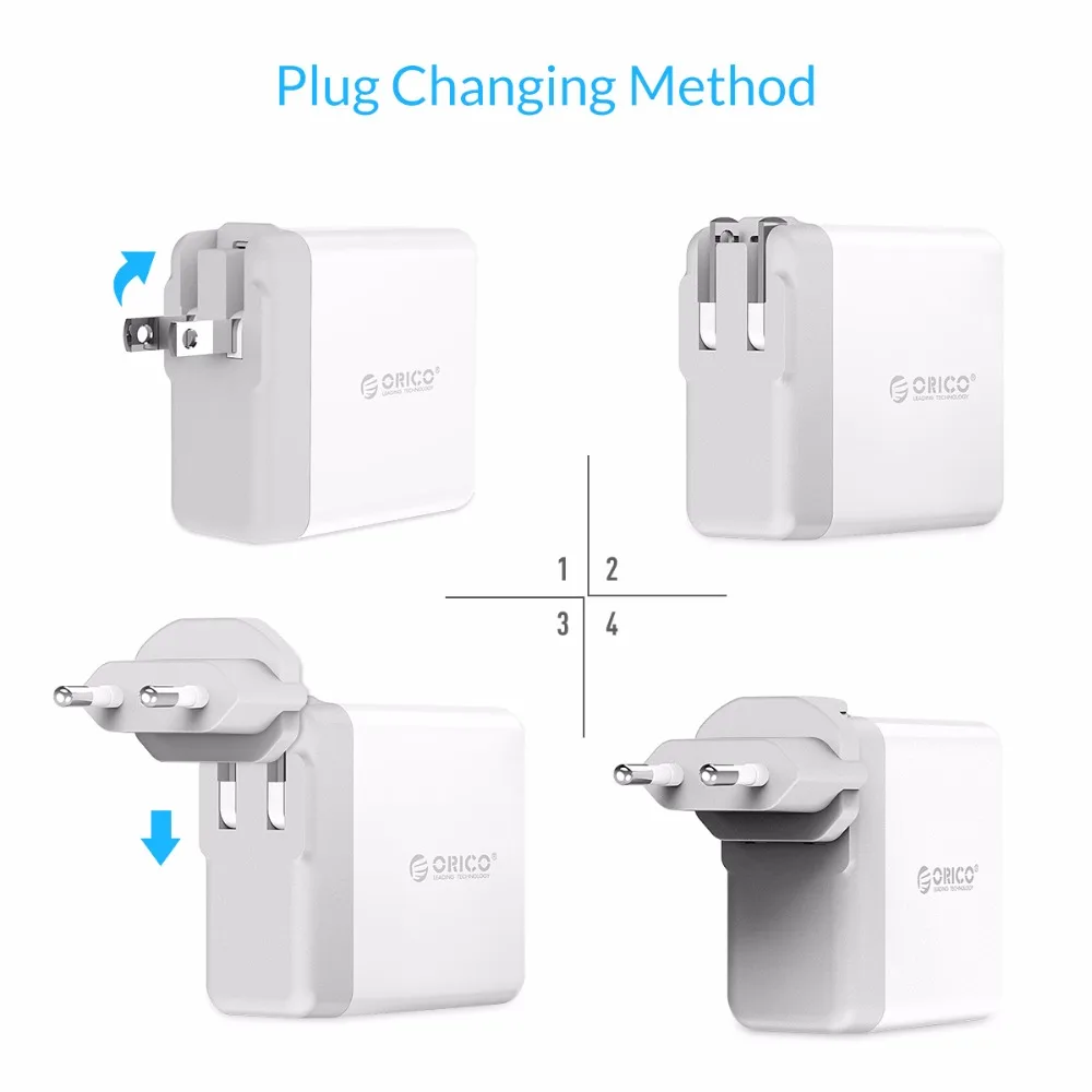 Зарядное устройство USB Tralver с конвертером EU UK AU Plug ORICO 4 порта супер зарядное 5V6. 8A34W