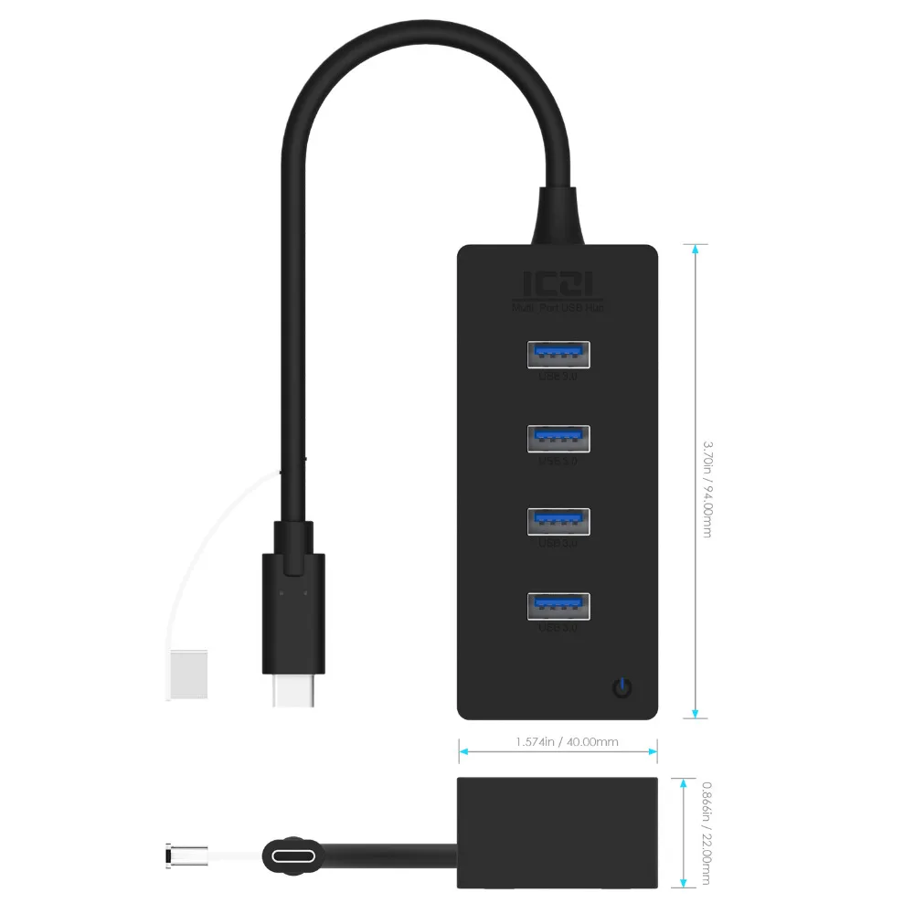 ICZI USB C концентратор type интерфейс до 4 3 0 портов OTG со светодиодным индикатором
