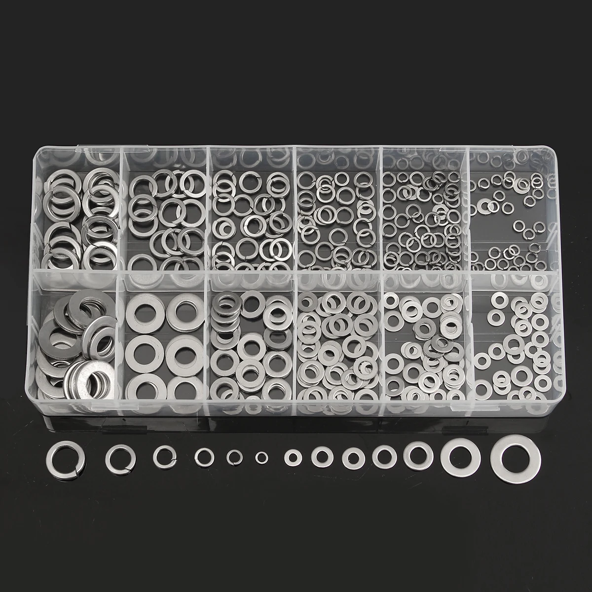 HQ 350Pcs Stainless Steel Flat Spring Washers Assortment Set Metal Lock Washer Abrasion Resistance Corrosion Prevention | Обустройство