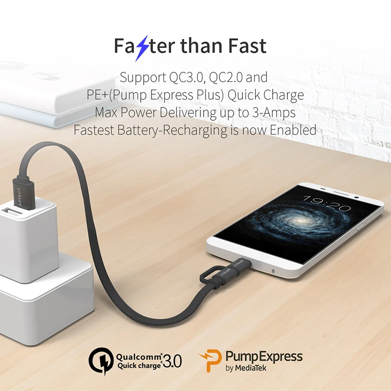 AIFFECT Micro usb type C USB 2 в 1 кабель синхронизации Быстрый заряд кабеля для