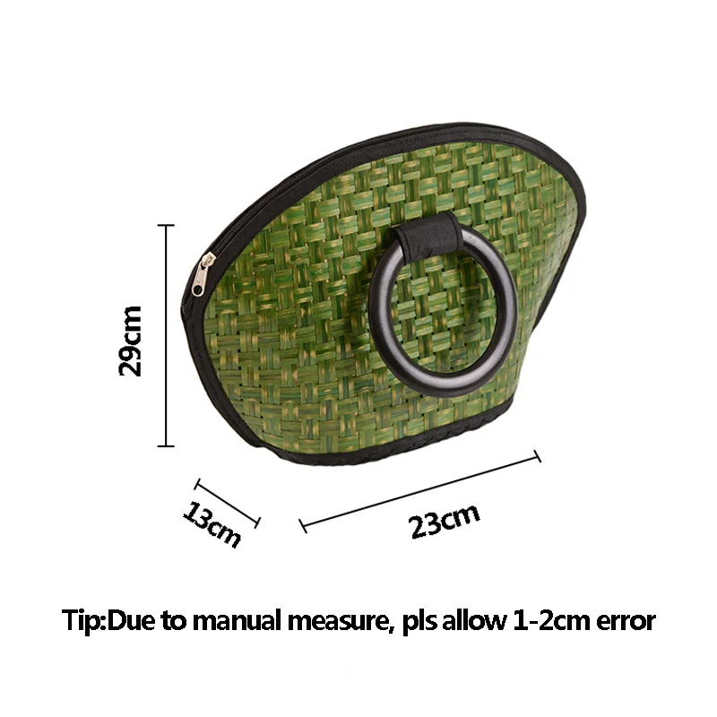 

Women New Green Rattan Woven Handbag INS Popular Autumn Female Casual Straw Bag Lady Handmade Bamboo Knit Tote Handle Bag SS3447