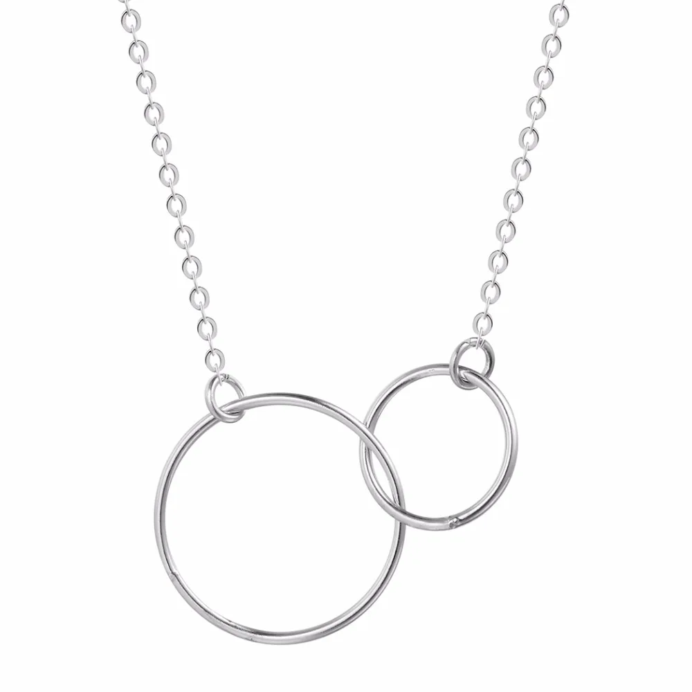 Cxwind Charm Double Circle Necklace Initial Eternity Hoop Infinity Pendants Necklaces Women Statement Jewelry bijoux femme | Украшения и