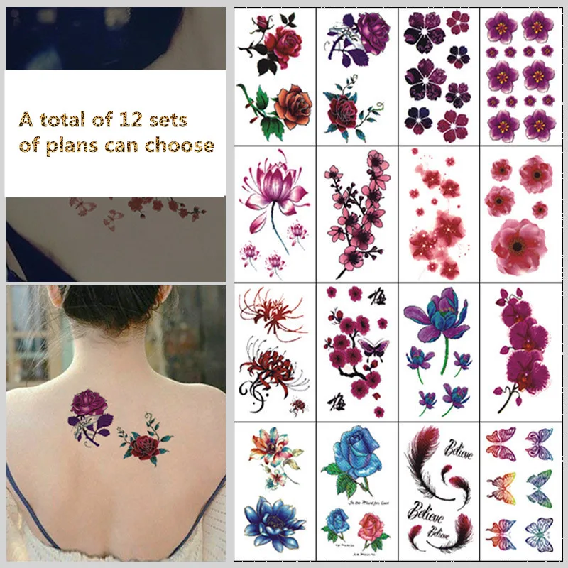 30 шт./компл. водостойкая Временная тату-наклейка в виде цветка розы боди-арт для