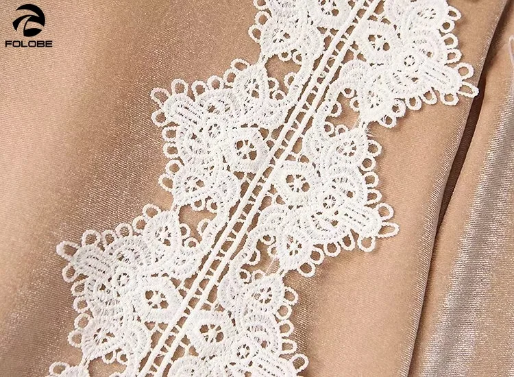 

FOLOBE Lace Mesh Patchwork Sweet Girl Velvet Blouse Vintage Grace Women Top 2020 Autumn New Fashion Ruched Female Blusa